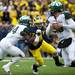 Michigan linebacker Jake Ryan tackles Michigan State quarterback Andrew Maxwell on Saturday. Michigan leads at halftime 6-0. Daniel Brenner I AnnArbor.com